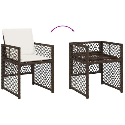 Set da Pranzo da Giardino 11 pz con Cuscini Polyrattan Marrone | homemem39
