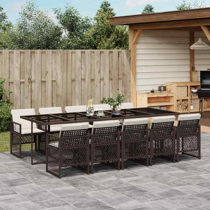 Set da Pranzo da Giardino 11 pz con Cuscini Polyrattan Marrone | homemem39