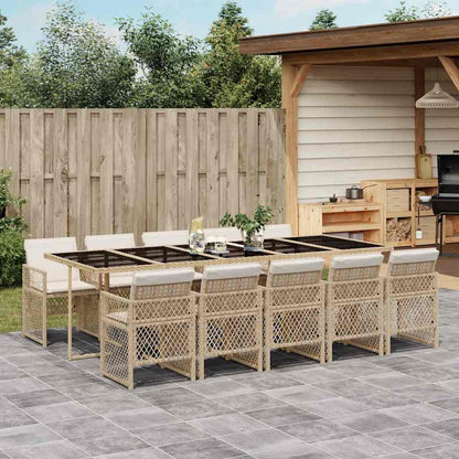 Set da Pranzo da Giardino 11 pz con Cuscini Beige in Polyrattan | homemem39