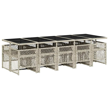Set Pranzo Giardino 11pz con Cuscini Grigio Chiaro Polyrattan | homemem39