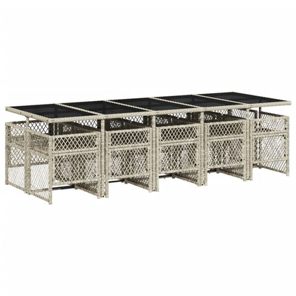 Set Pranzo Giardino 11pz con Cuscini Grigio Chiaro Polyrattan - homemem39