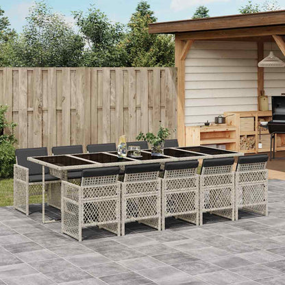 Set Pranzo Giardino 11pz con Cuscini Grigio Chiaro Polyrattan | homemem39