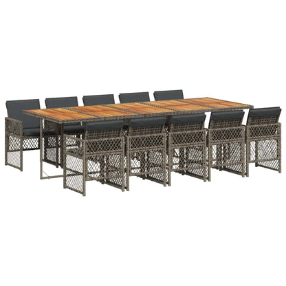 Set da Pranzo da Giardino 11pz con Cuscini in Polyrattan Grigio | homemem39