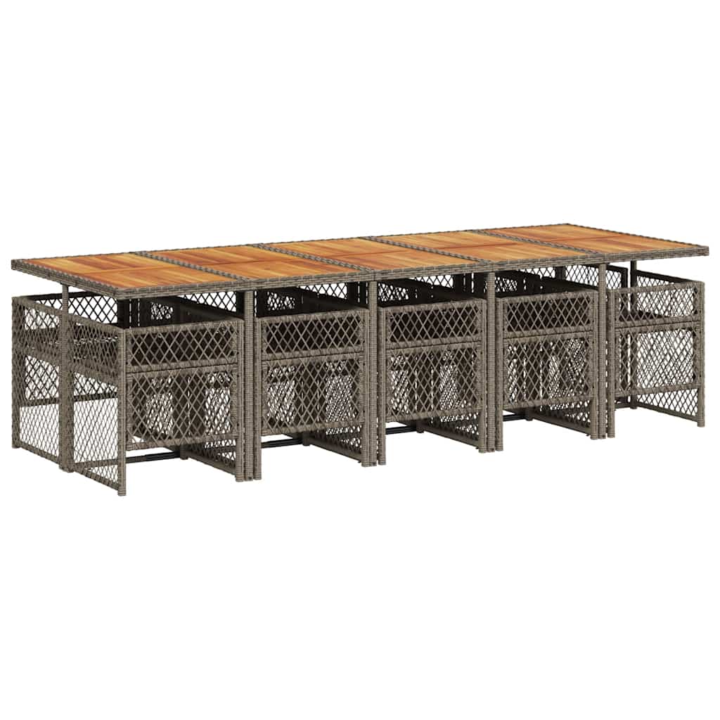 Set da Pranzo da Giardino 11pz con Cuscini in Polyrattan Grigio | homemem39
