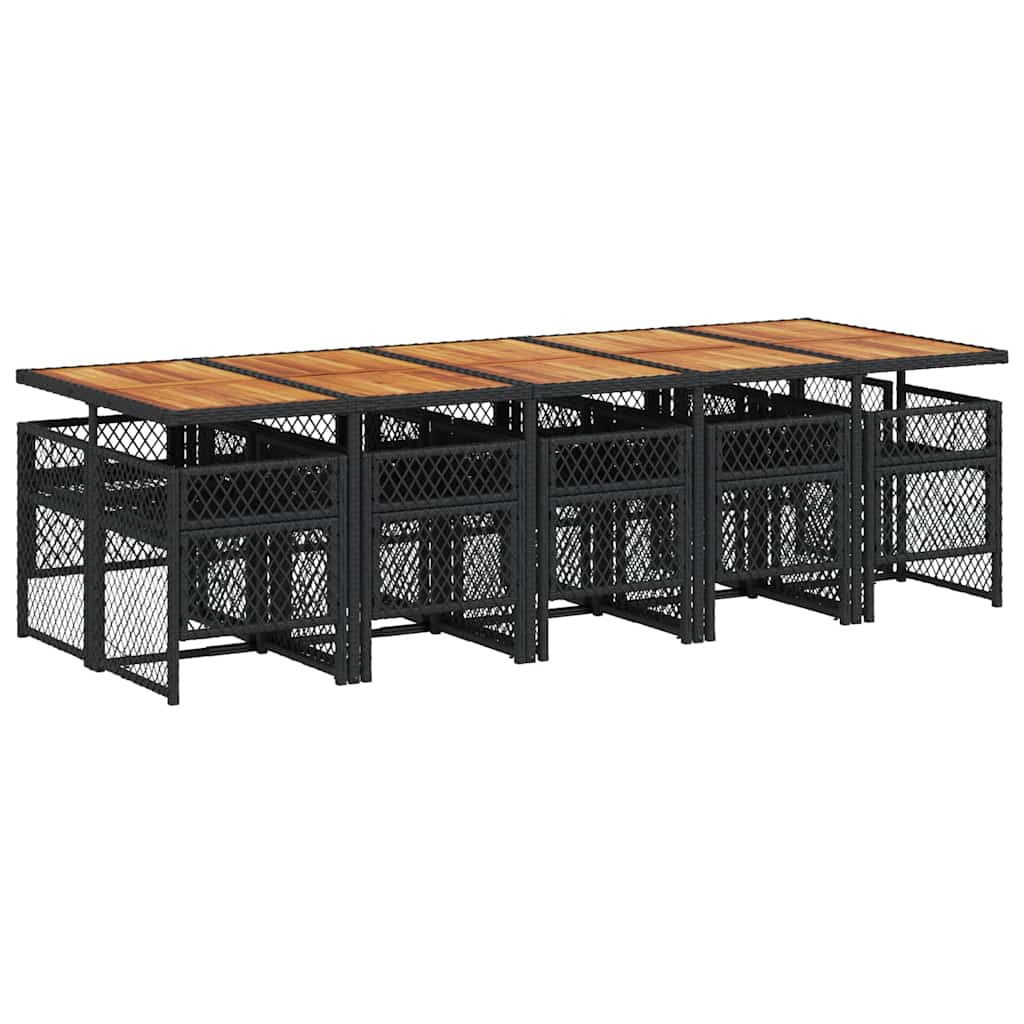 Set da Pranzo da Giardino 11 pz con Cuscini in Polyrattan Nero | homemem39