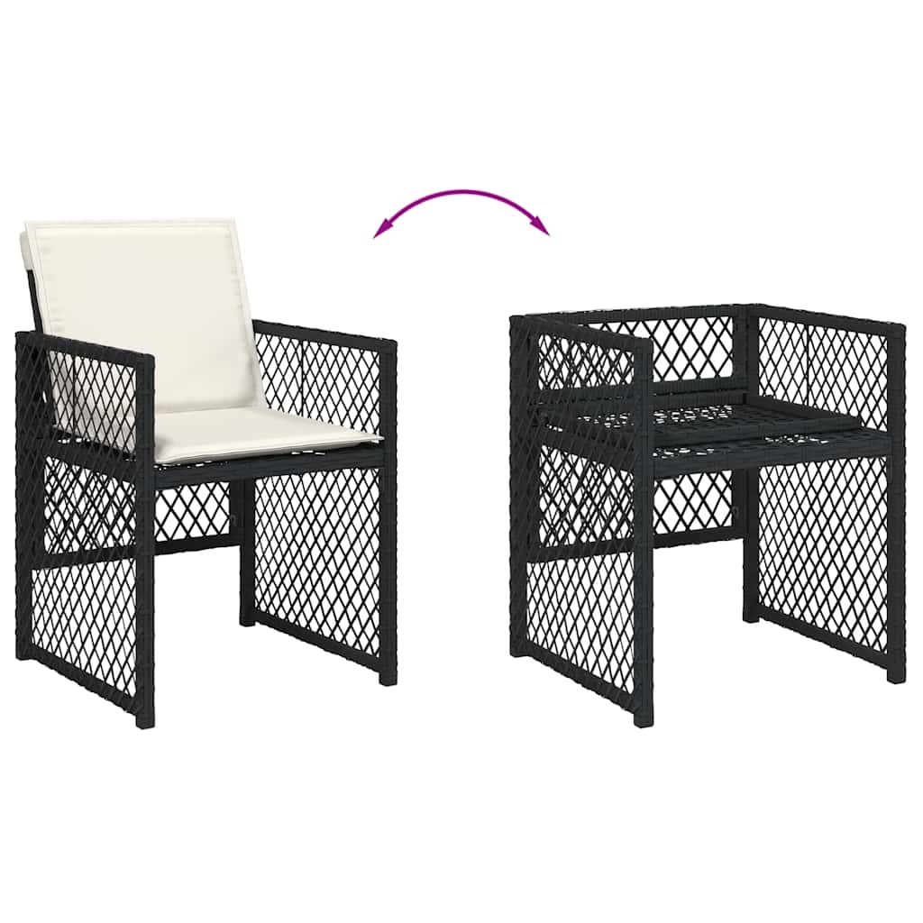 Set da Pranzo da Giardino 13pz con Cuscini Nero in Polyrattan | homemem39