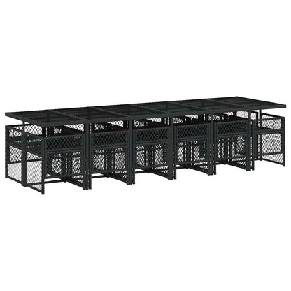 Set da Pranzo da Giardino 13pz con Cuscini Nero in Polyrattan | homemem39