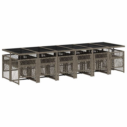 Set da Pranzo da Giardino 13pz con Cuscini Grigio in Polyrattan | homemem39