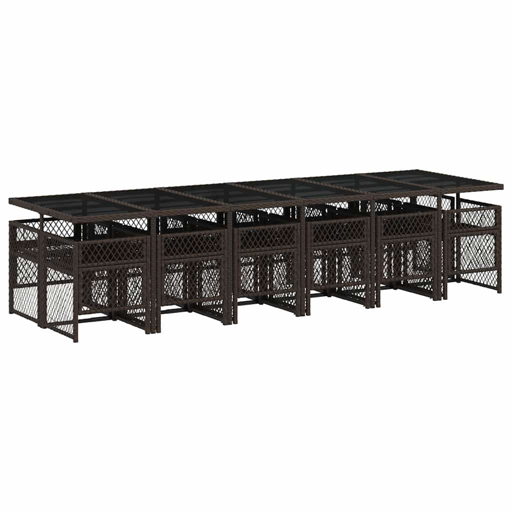 Set da Pranzo da Giardino 13pz con Cuscini Marrone Polyrattan | homemem39