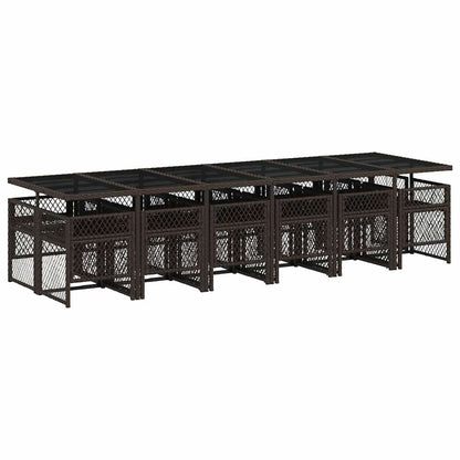 Set da Pranzo da Giardino 13pz con Cuscini Marrone Polyrattan | homemem39