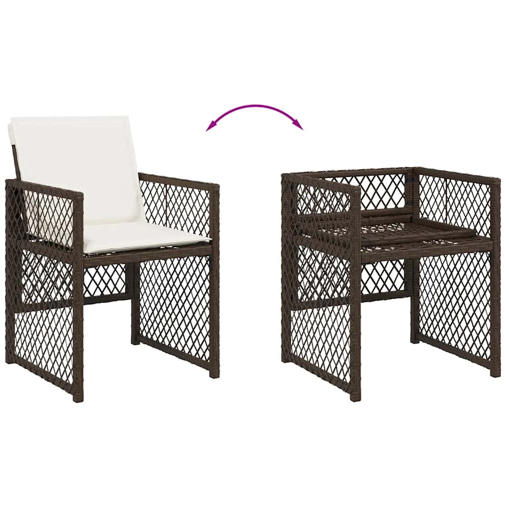 Set da Pranzo da Giardino 13pz con Cuscini Marrone Polyrattan | homemem39