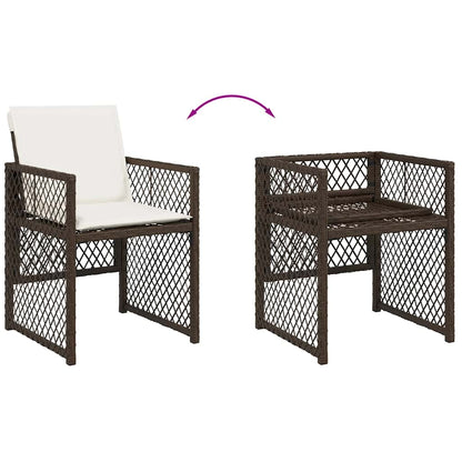 Set da Pranzo da Giardino 13pz con Cuscini Marrone Polyrattan | homemem39