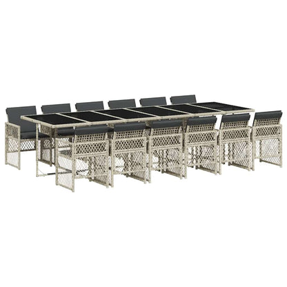 Set da Pranzo da Giardino 13pz con Cuscini Grigio in Polyrattan | homemem39