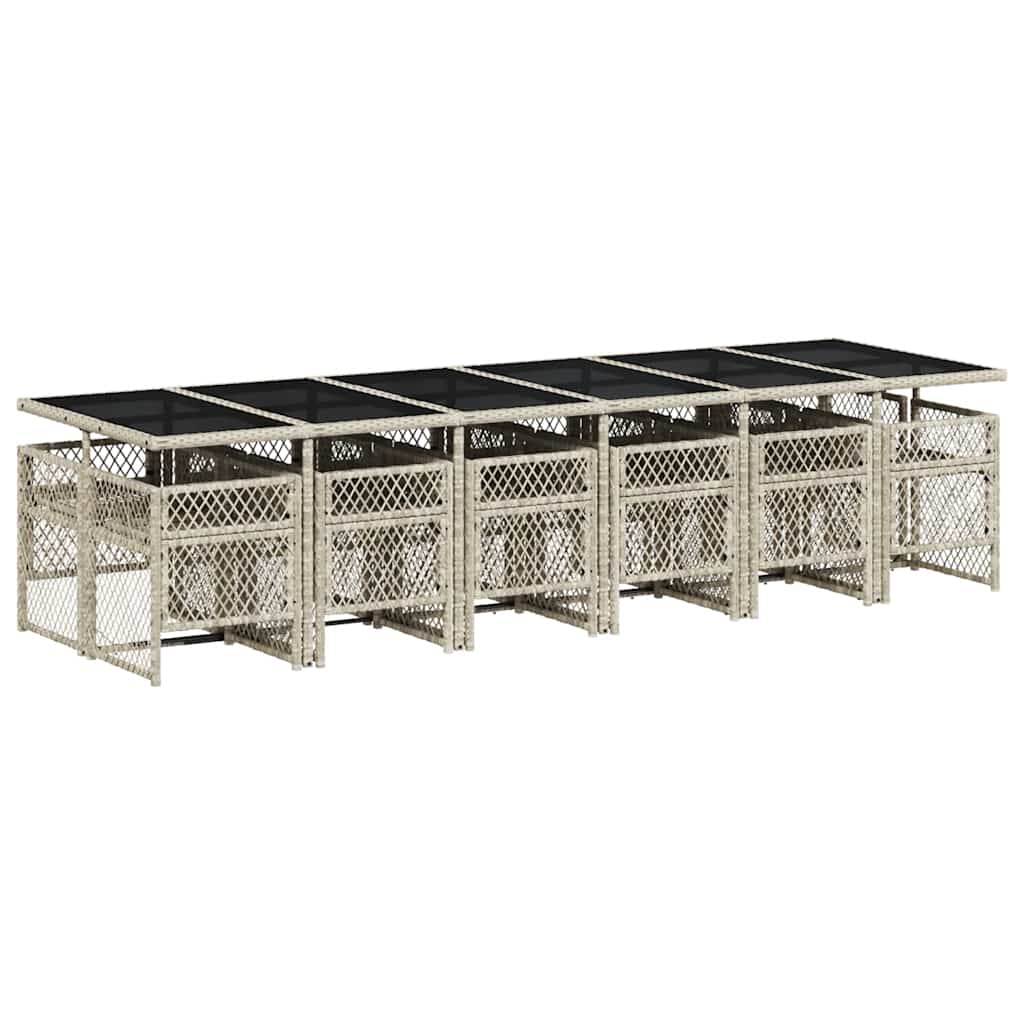 Set da Pranzo da Giardino 13pz con Cuscini Grigio in Polyrattan | homemem39
