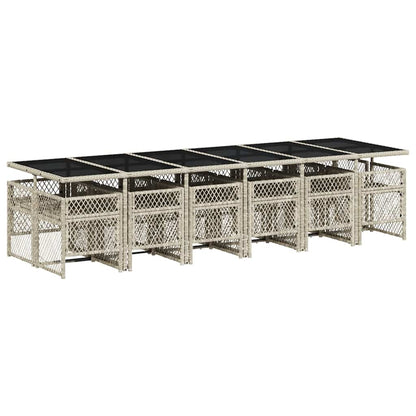 Set da Pranzo da Giardino 13pz con Cuscini Grigio in Polyrattan | homemem39