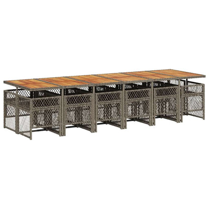 Set da Pranzo da Giardino 13pz con Cuscini Grigio in Polyrattan | homemem39