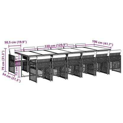 Set da Pranzo da Giardino 13pz con Cuscini Nero in Polyrattan | homemem39