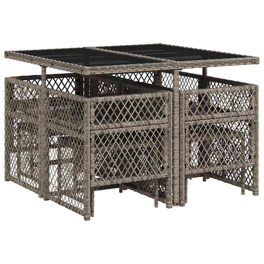 Set da Pranzo da Giardino 9 pz con Cuscini in Polyrattan Grigio | homemem39