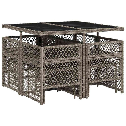 Set da Pranzo da Giardino 9 pz con Cuscini in Polyrattan Grigio | homemem39