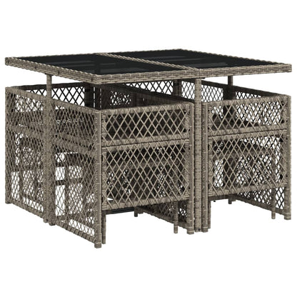 Set da Pranzo da Giardino 9 pz con Cuscini in Polyrattan Grigio - homemem39