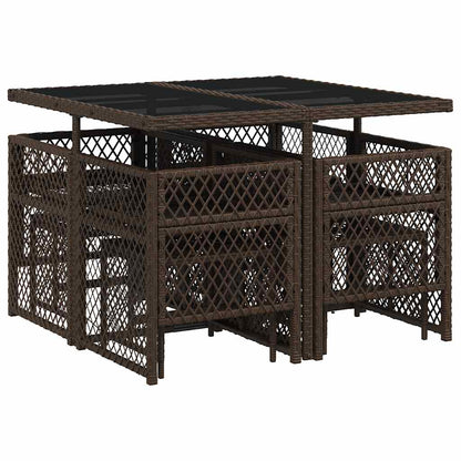 Set da Pranzo da Giardino 9pz con Cuscini Marrone in Polyrattan | homemem39