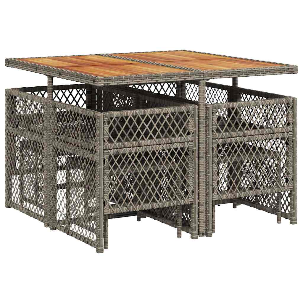 Set da Pranzo da Giardino 9 pz con Cuscini in Polyrattan Grigio | homemem39
