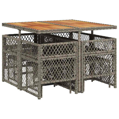 Set da Pranzo da Giardino 9 pz con Cuscini in Polyrattan Grigio | homemem39