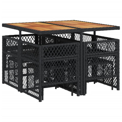 Set da Pranzo da Giardino 9 pz con Cuscini Nero in Polyrattan - homemem39