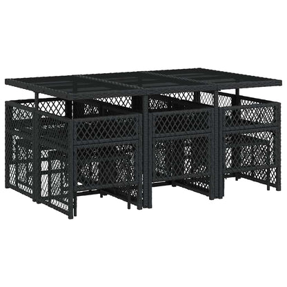 Set da Pranzo da Giardino 11 pz con Cuscini in Polyrattan Nero | homemem39