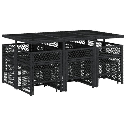 Set da Pranzo da Giardino 11 pz con Cuscini in Polyrattan Nero - homemem39