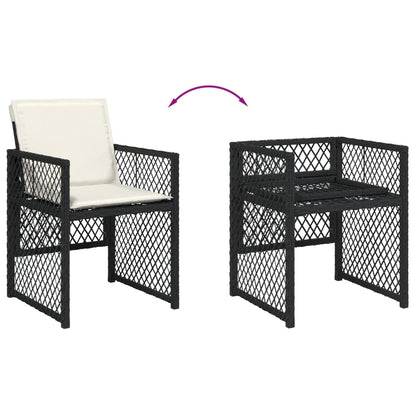 Set da Pranzo da Giardino 11 pz con Cuscini in Polyrattan Nero - homemem39