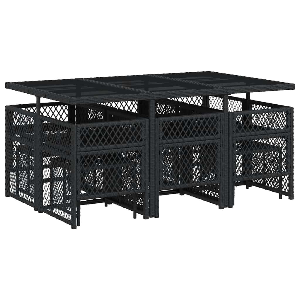 Set da Pranzo da Giardino 11 pz con Cuscini in Polyrattan Nero | homemem39