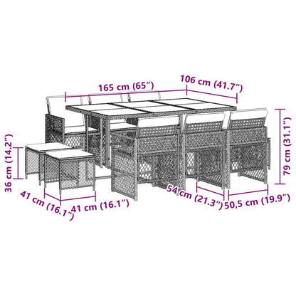 Set da Pranzo da Giardino 11 pz con Cuscini in Polyrattan Nero | homemem39