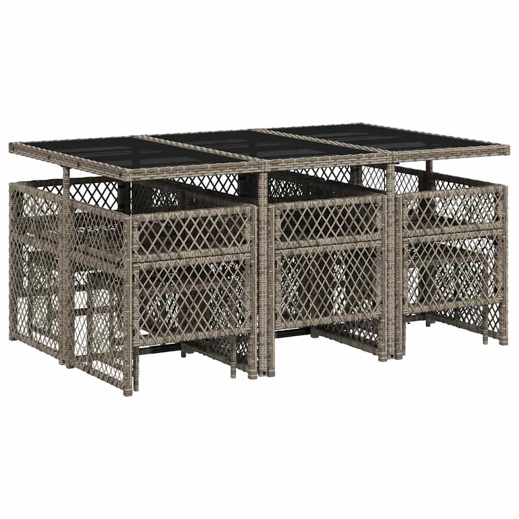 Set da Pranzo da Giardino 11pz con Cuscini in Polyrattan Grigio | homemem39