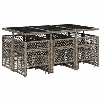 Set da Pranzo da Giardino 11pz con Cuscini in Polyrattan Grigio | homemem39