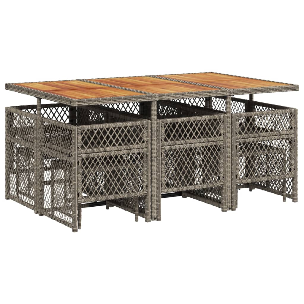 Set da Pranzo da Giardino 11pz con Cuscini in Polyrattan Grigio - homemem39