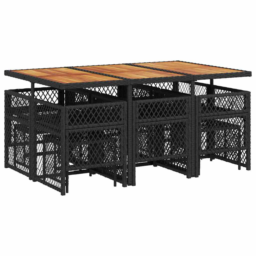 Set da Pranzo da Giardino 11 pz con Cuscini in Polyrattan Nero | homemem39