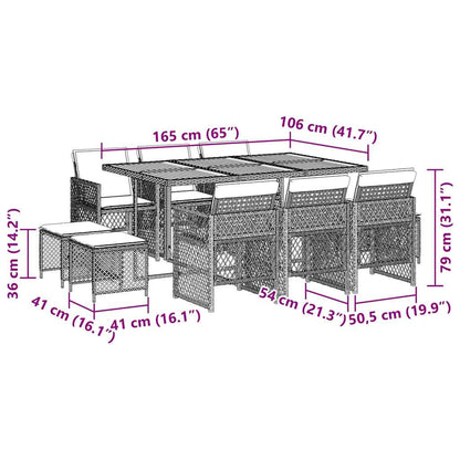 Set da Pranzo da Giardino 11 pz con Cuscini in Polyrattan Nero | homemem39