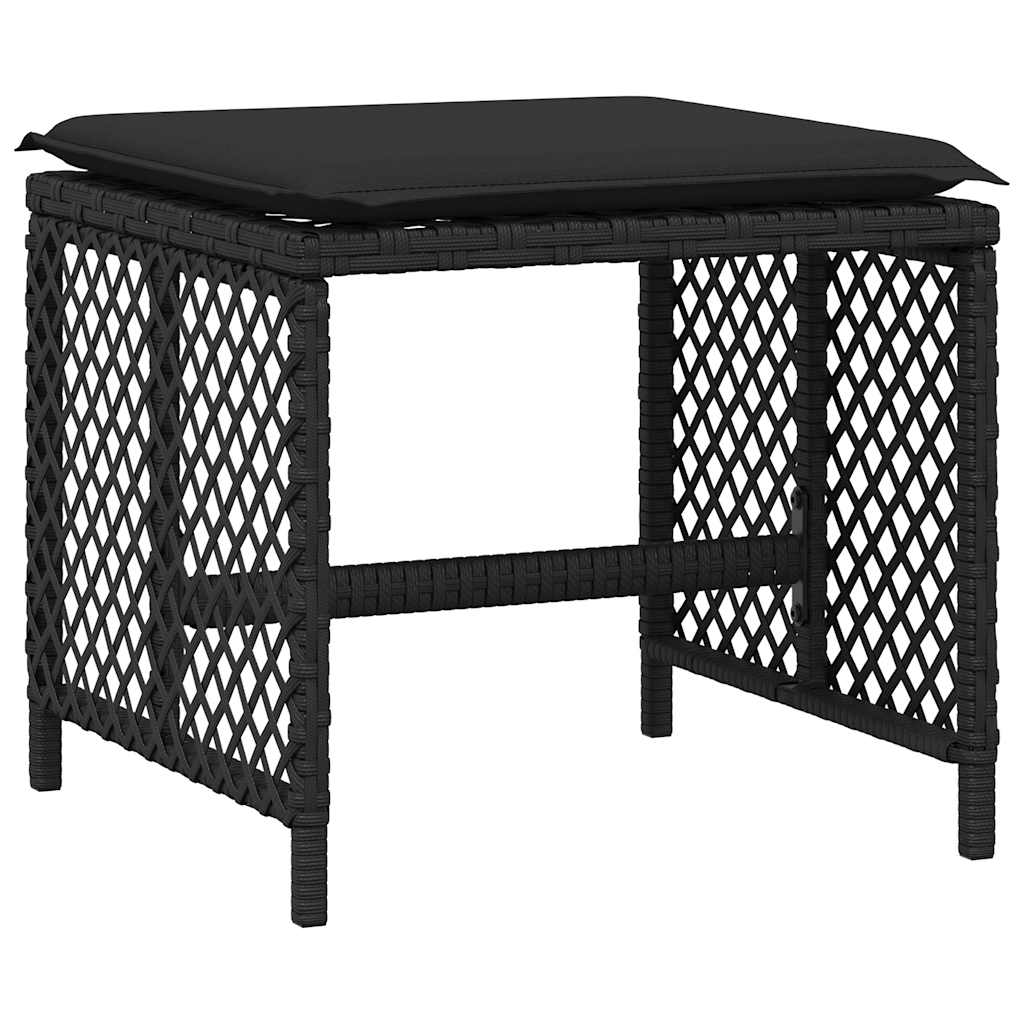Set da Pranzo da Giardino 13pz con Cuscini Nero in Polyrattan | homemem39