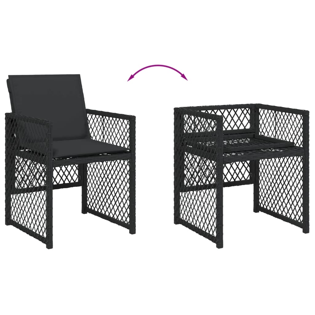 Set da Pranzo da Giardino 13pz con Cuscini Nero in Polyrattan - homemem39