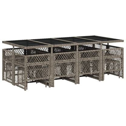 Set da Pranzo da Giardino 13pz con Cuscini Grigio in Polyrattan - homemem39