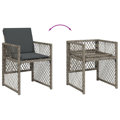 Set da Pranzo da Giardino 13pz con Cuscini Grigio in Polyrattan - homemem39