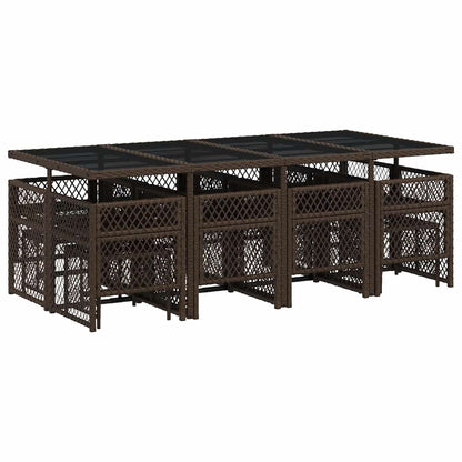 Set da Pranzo da Giardino 13pz con Cuscini Marrone Polyrattan | homemem39