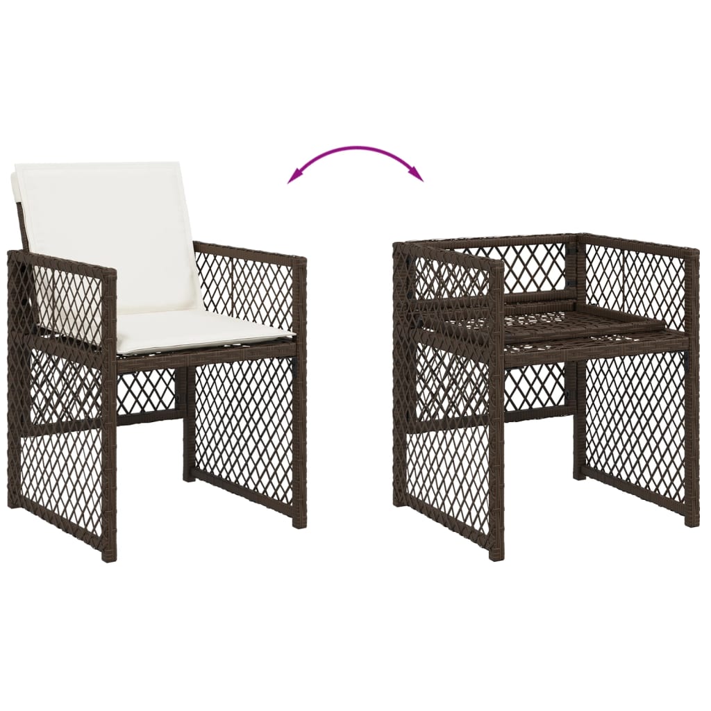 Set da Pranzo da Giardino 13pz con Cuscini Marrone Polyrattan - homemem39