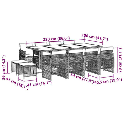 Set da Pranzo da Giardino 13pz con Cuscini Marrone Polyrattan | homemem39