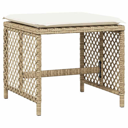 Set da Pranzo da Giardino 13 pz con Cuscini Beige in Polyrattan