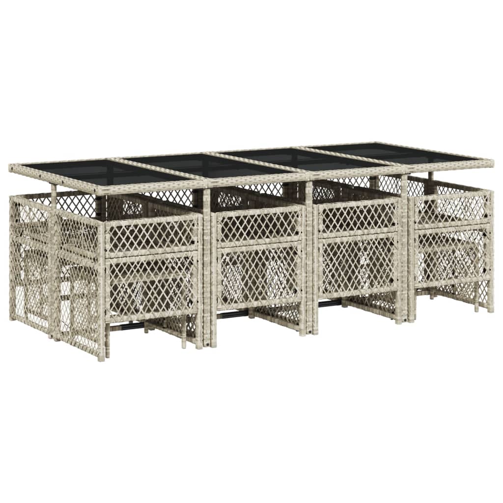 Set da Pranzo da Giardino 13pz con Cuscini Grigio in Polyrattan - homemem39