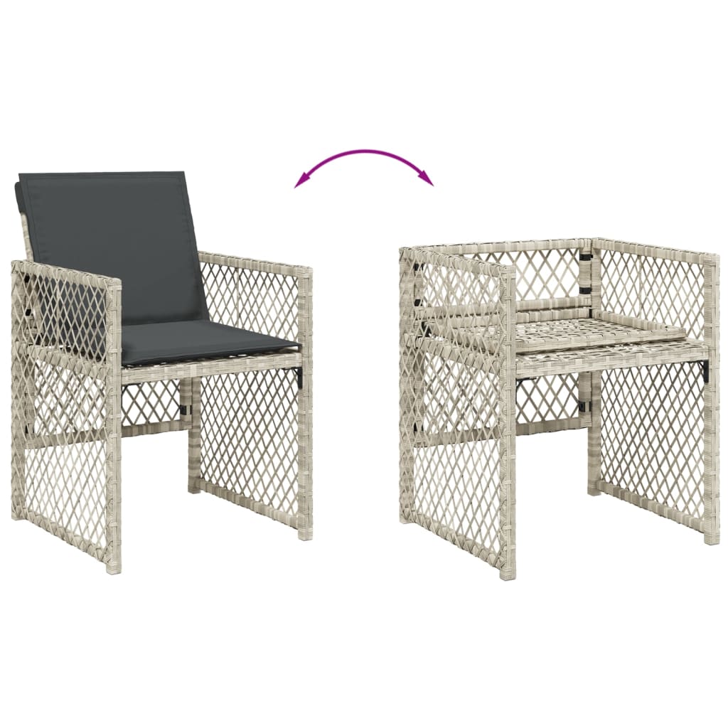 Set da Pranzo da Giardino 13pz con Cuscini Grigio in Polyrattan - homemem39