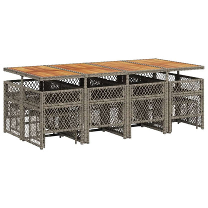 Set da Pranzo da Giardino 13pz con Cuscini Grigio in Polyrattan | homemem39