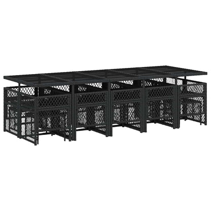 Set da Pranzo da Giardino 15 pz con Cuscini Nero in Polyrattan | homemem39